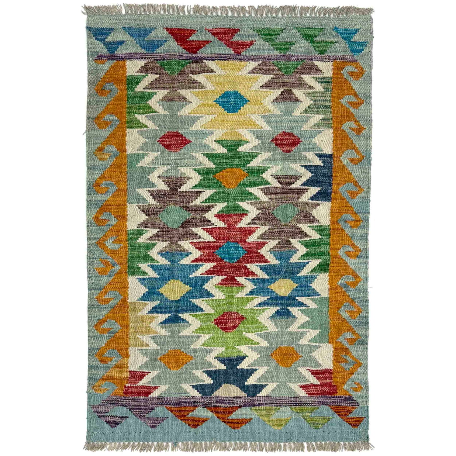 Hand Woven Wool Kelim 2' 7" x 4' 1" ft / 78 x 125 cm - No. R38977