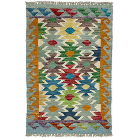 Hand Woven Wool Kelim 2' 7" x 4' 1" ft / 78 x 125 cm - No. R38977