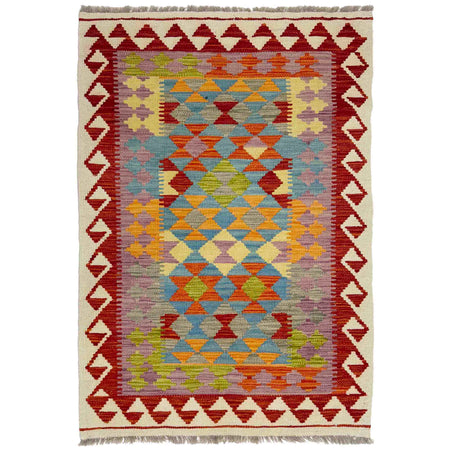 Hand Made Afghan Kilim 3' 0" x 4' 10" ft / 92 x 148 cm - No. R38980