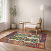 Multi Color ful Flat-Weave Wool Kilim 3' 5" x 4' 8" ft / 103 x 143 cm - No. R38981