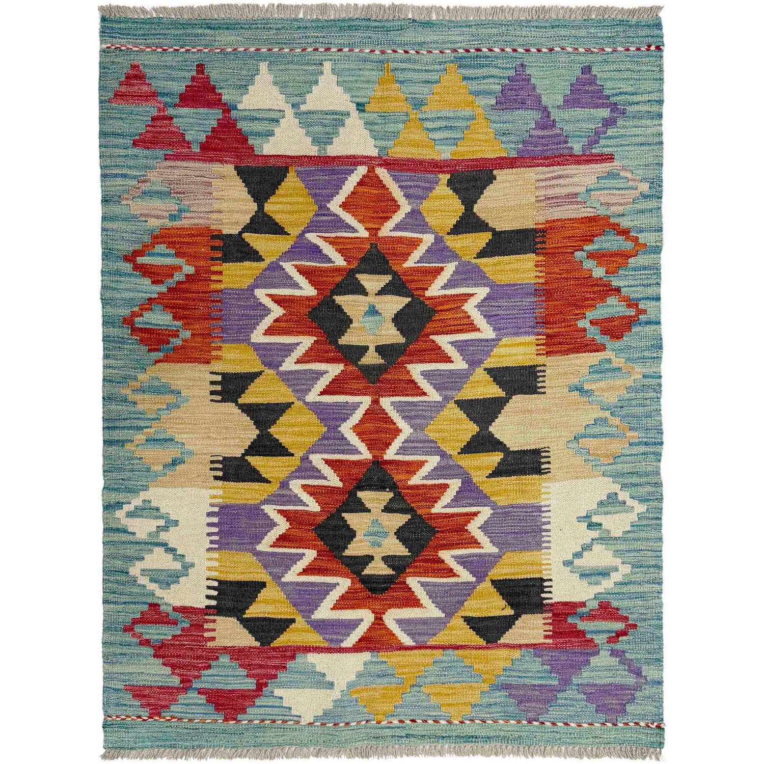 Handmade Vegetable Kilim 3' 6" x 4' 9" ft / 106 x 145 cm - No. R38982