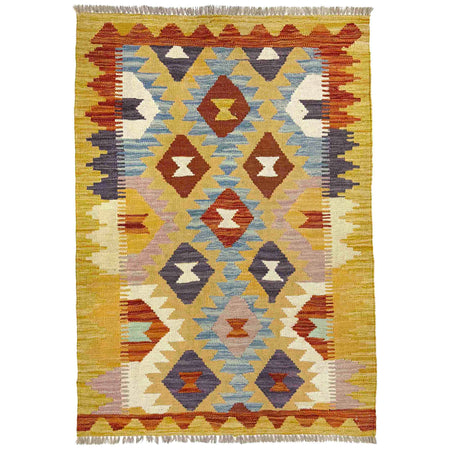 Handmade Turkish Design Wool Kilim 2' 10" x 4' 2" ft / 86 x 126 cm - No. R38987