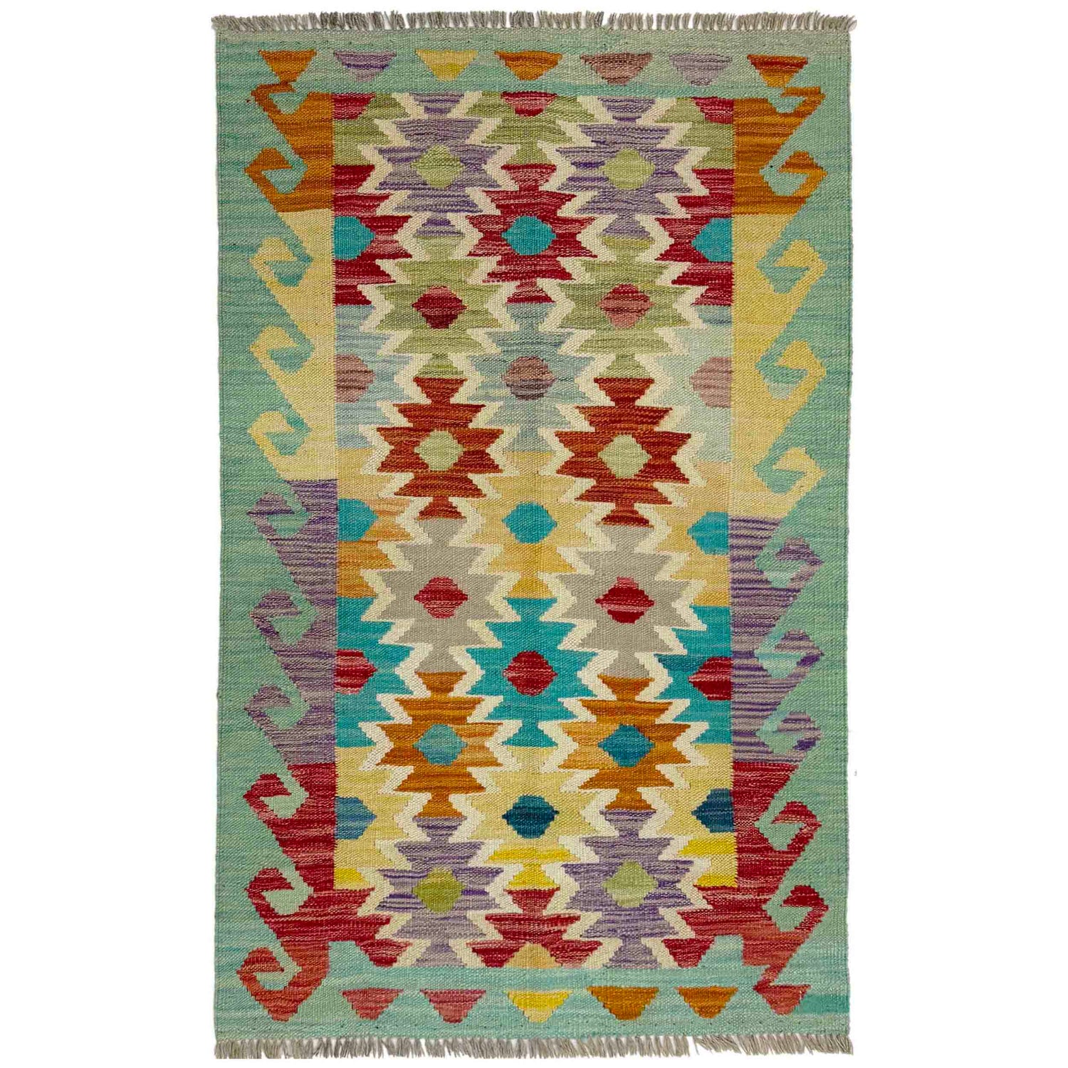 Hand Knotted Flatweave Kilim 2' 7" x 4' 1" ft / 78 x 124 cm - No. R38989