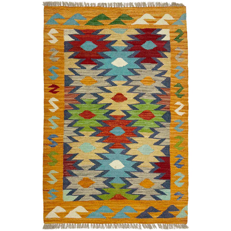 Handmade Afghan Vegetable Kilim 2' 7" x 4' 0" ft / 79 x 123 cm - No. R38990