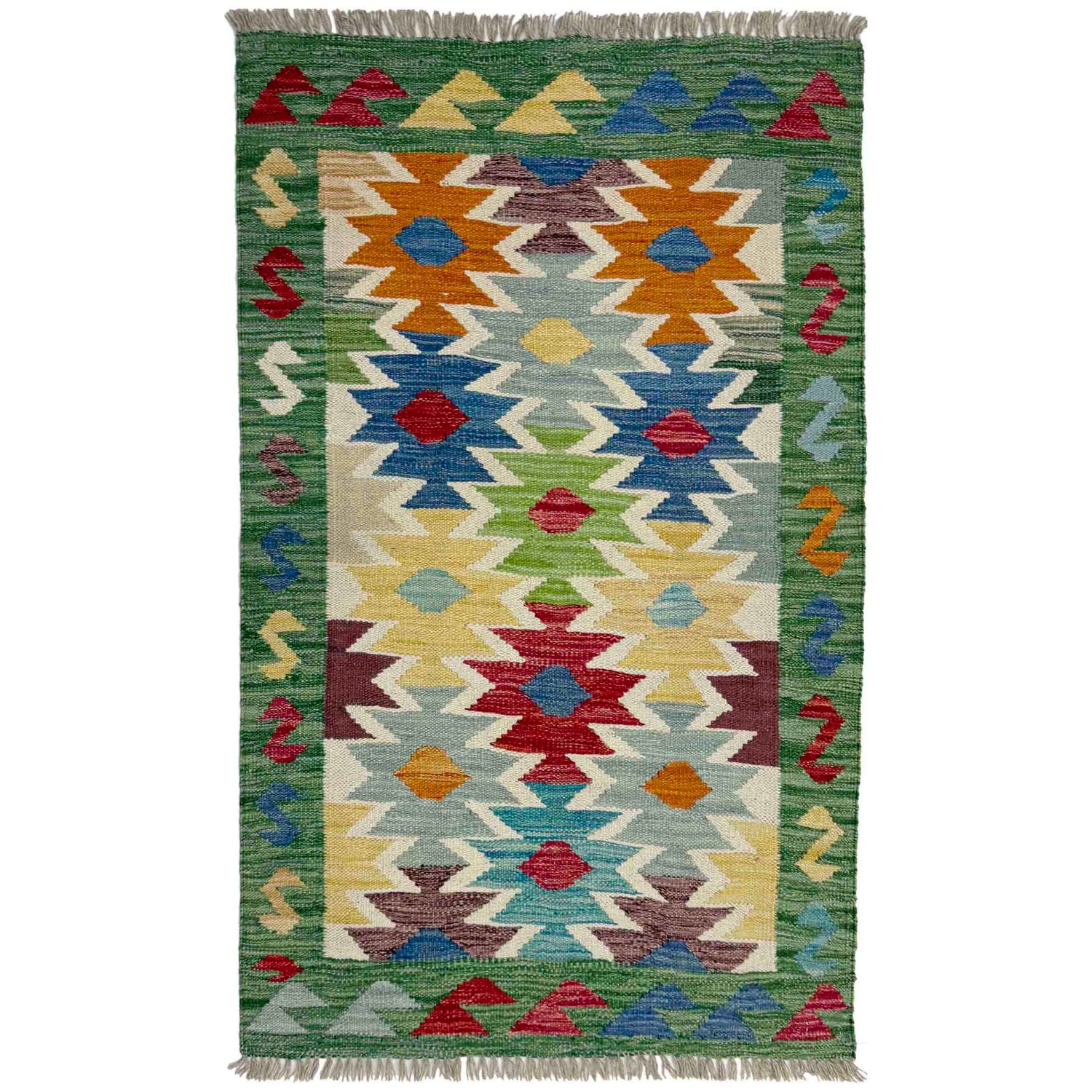 Hand Made Afghan Kilim 2' 6" x 4' 1" ft / 76 x 124 cm - No. R38991