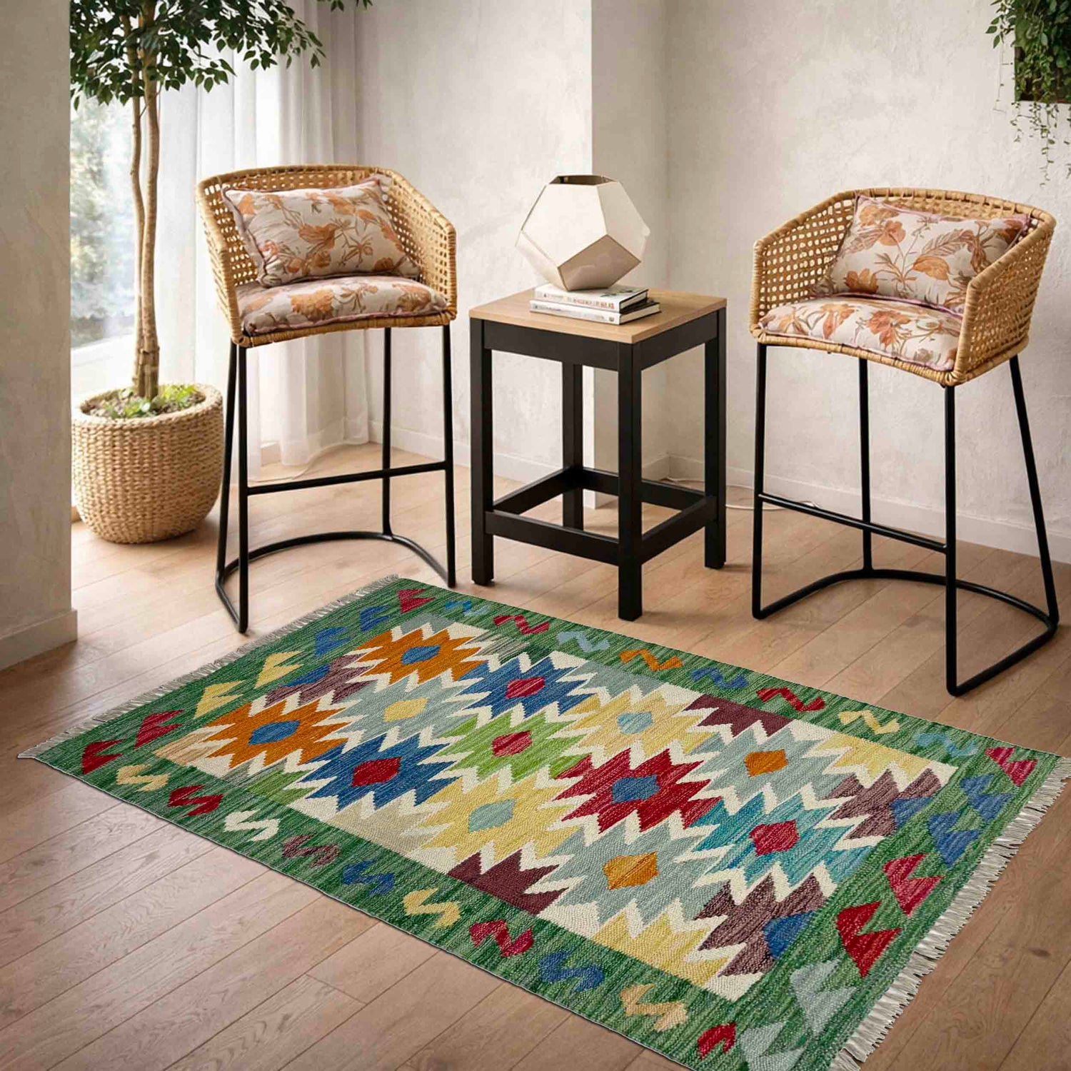 Hand Made Afghan Kilim 2' 6" x 4' 1" ft / 76 x 124 cm - No. R38991