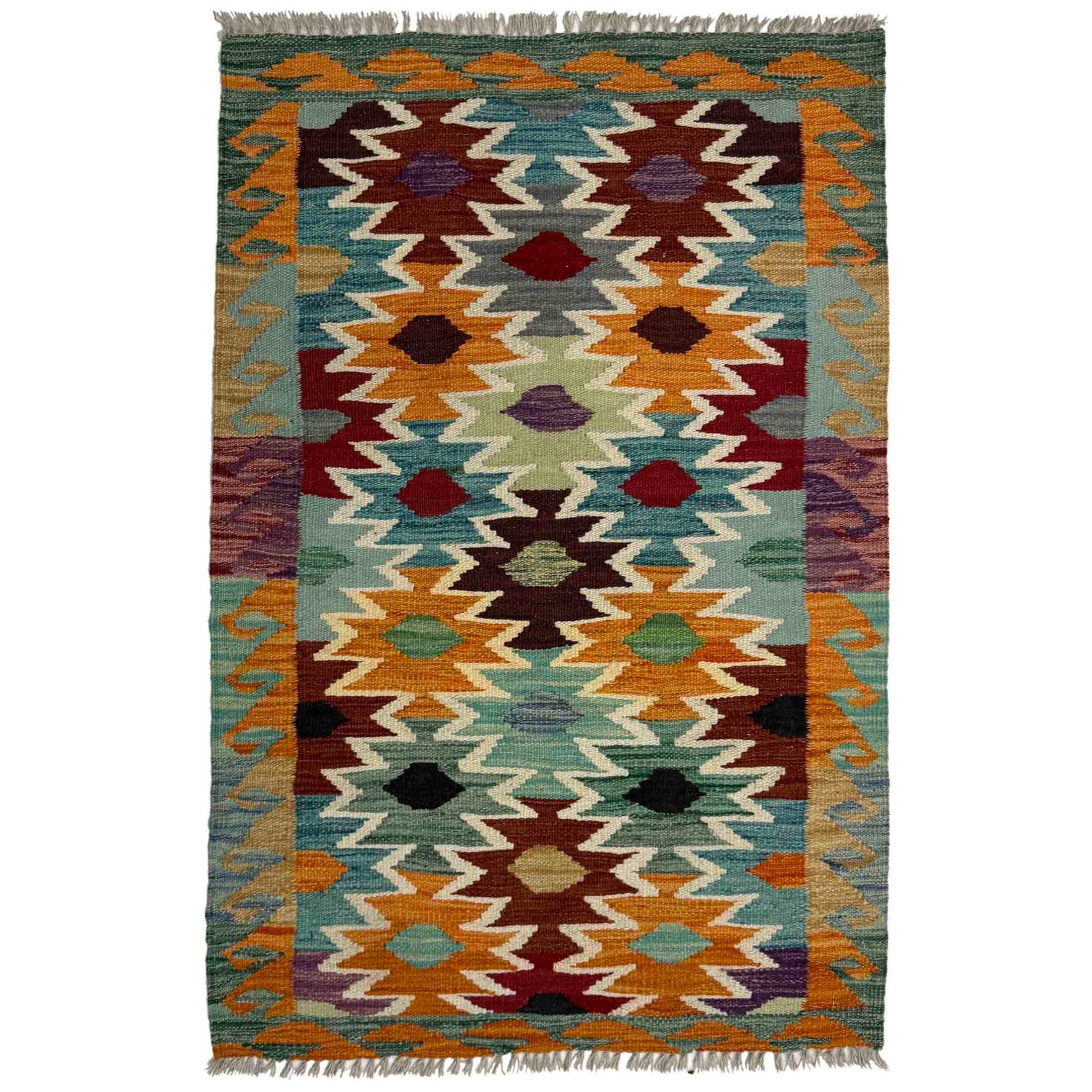 Handmade Afghan Vegetable Kilim 2' 7" x 3' 11" ft / 80 x 120 cm - No. R38992