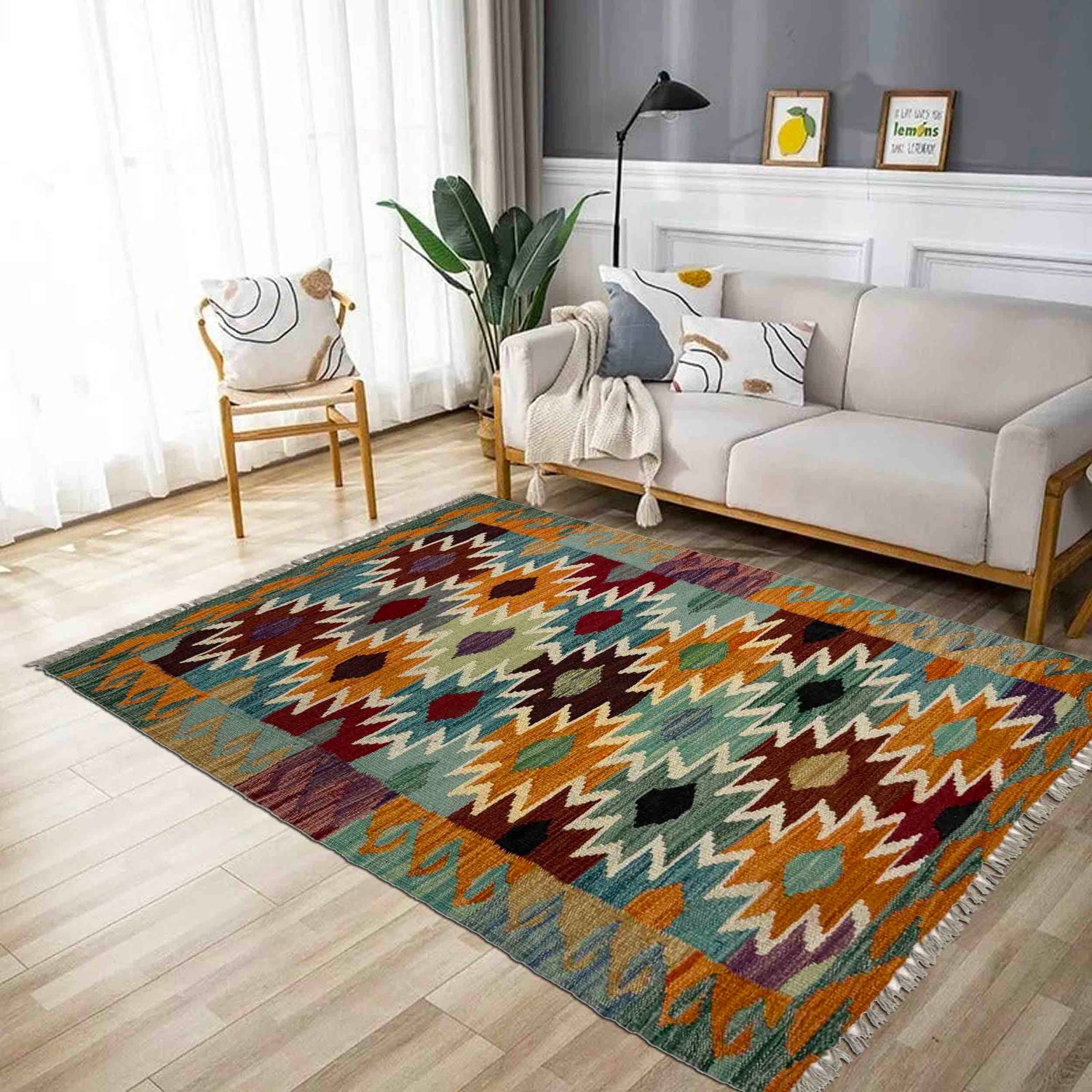 Handmade Afghan Vegetable Kilim 2' 7" x 3' 11" ft / 80 x 120 cm - No. R38992
