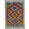 Multi Color ful Flat-Weave Wool Kilim 2' 7" x 3' 10" ft / 80 x 118 cm - No. R38995