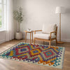 Multi Color ful Flat-Weave Wool Kilim 2' 7" x 3' 10" ft / 80 x 118 cm - No. R38995