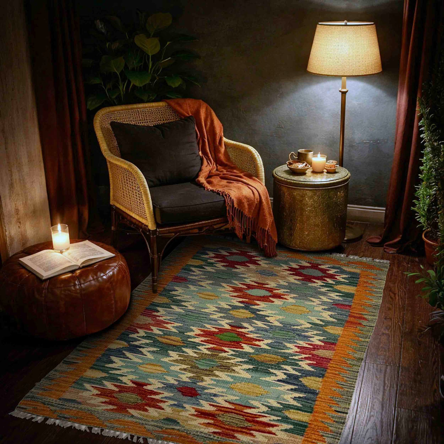 Handmade Vegetable Kilim 2' 7" x 3' 10" ft / 80 x 118 cm - No. R38996