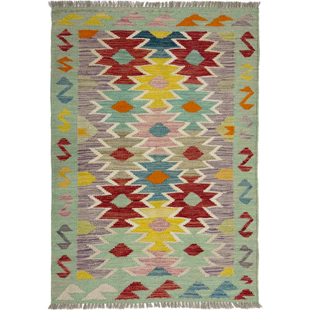Hand Knotted Afghan Style Kilim 2' 7" x 4' 0" ft / 79 x 123 cm - No. R39001