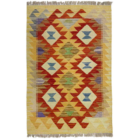 Handmade Turkish Design Wool Kilim 2' 8" x 4' 2" ft / 82 x 126 cm - No. R39003