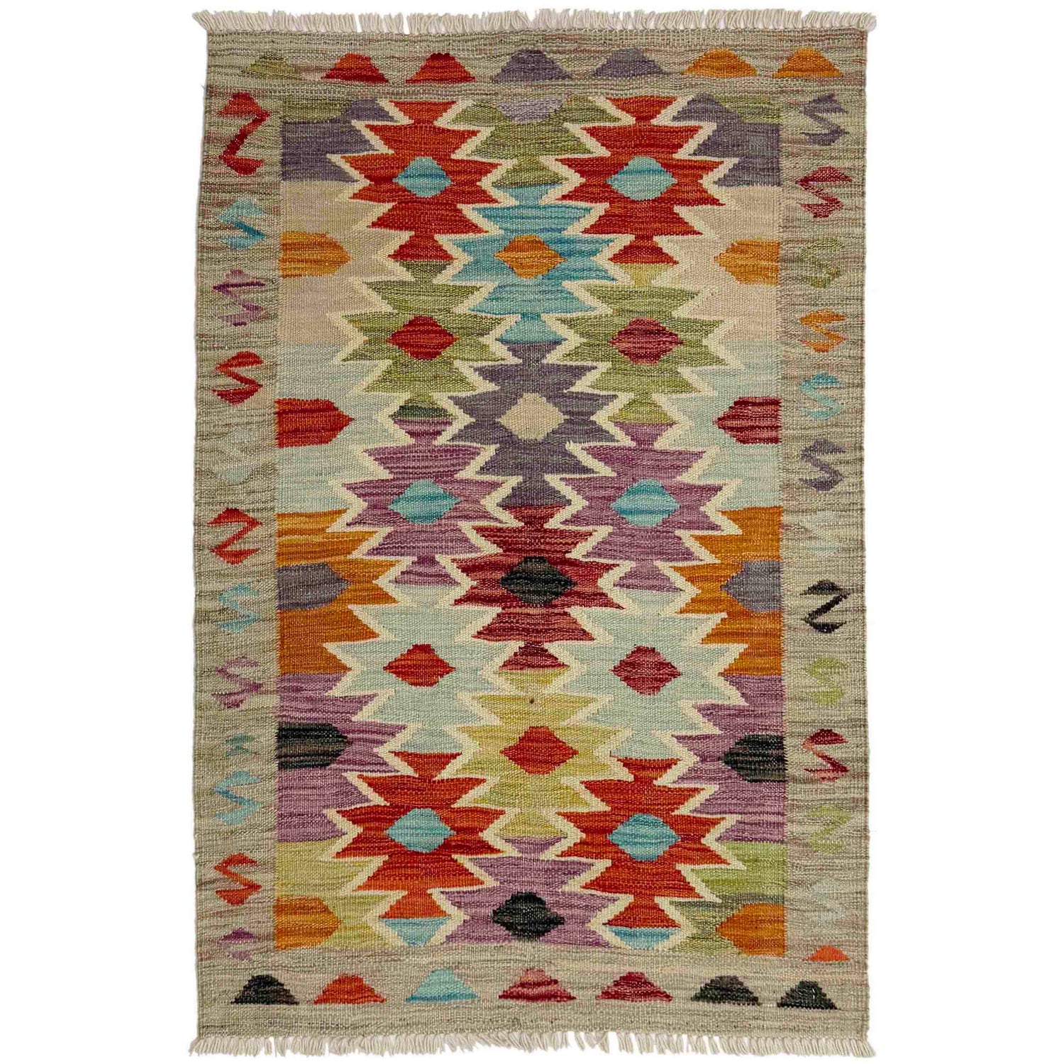 Hand Knotted Flatweave Kilim 2' 7" x 4' 0" ft / 78 x 123 cm - No. R39005