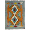 Multi Color ful Flat-Weave Wool Kilim 2' 0" x 3' 0" ft / 61 x 91 cm - No. R39006