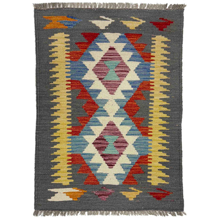 Handmade Vegetable Kilim 2' 1" x 3' 0" ft / 63 x 92 cm - No. R39007