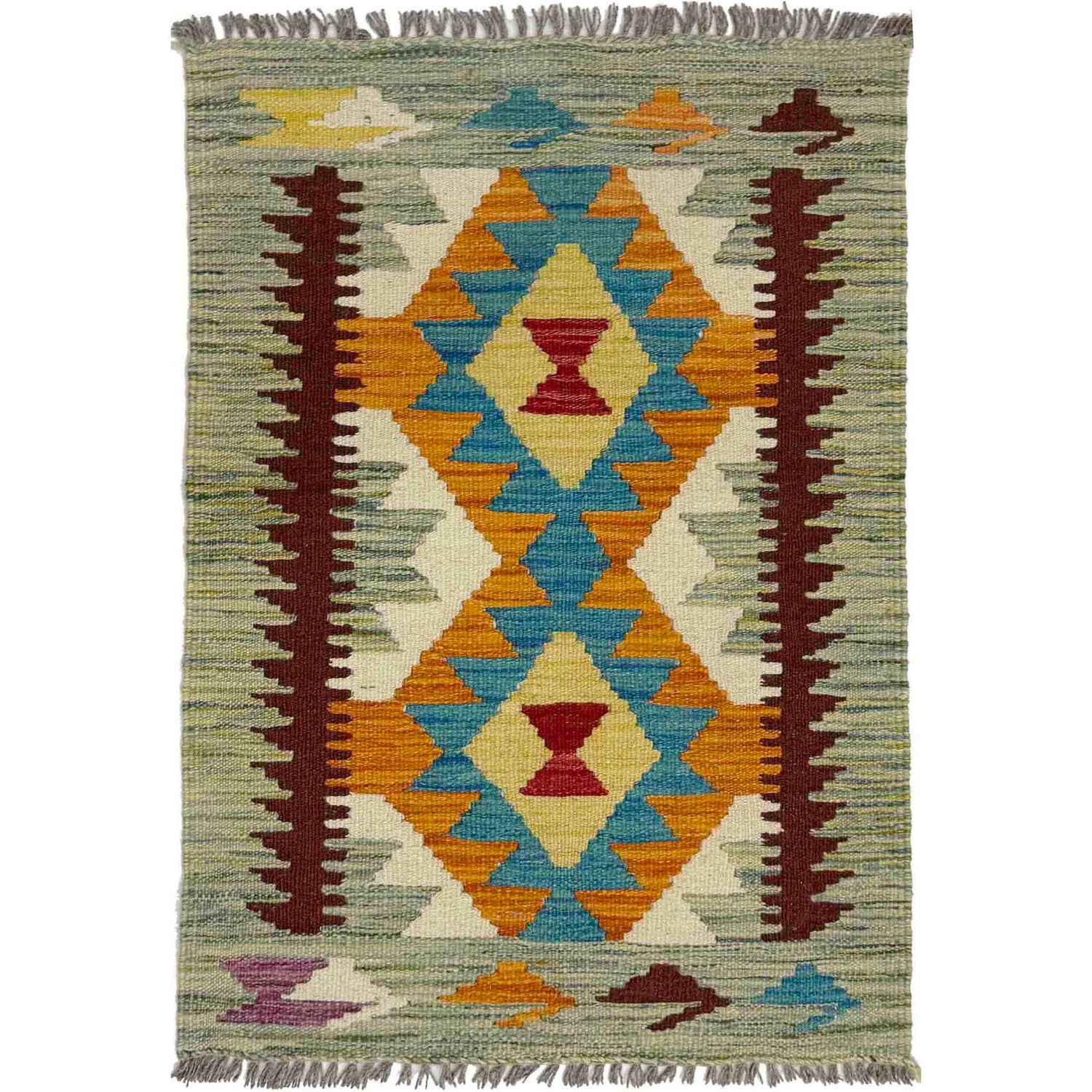 Handmade Vegetable Kelim 2' 0" x 3' 0" ft / 61 x 92 cm - No. R39009