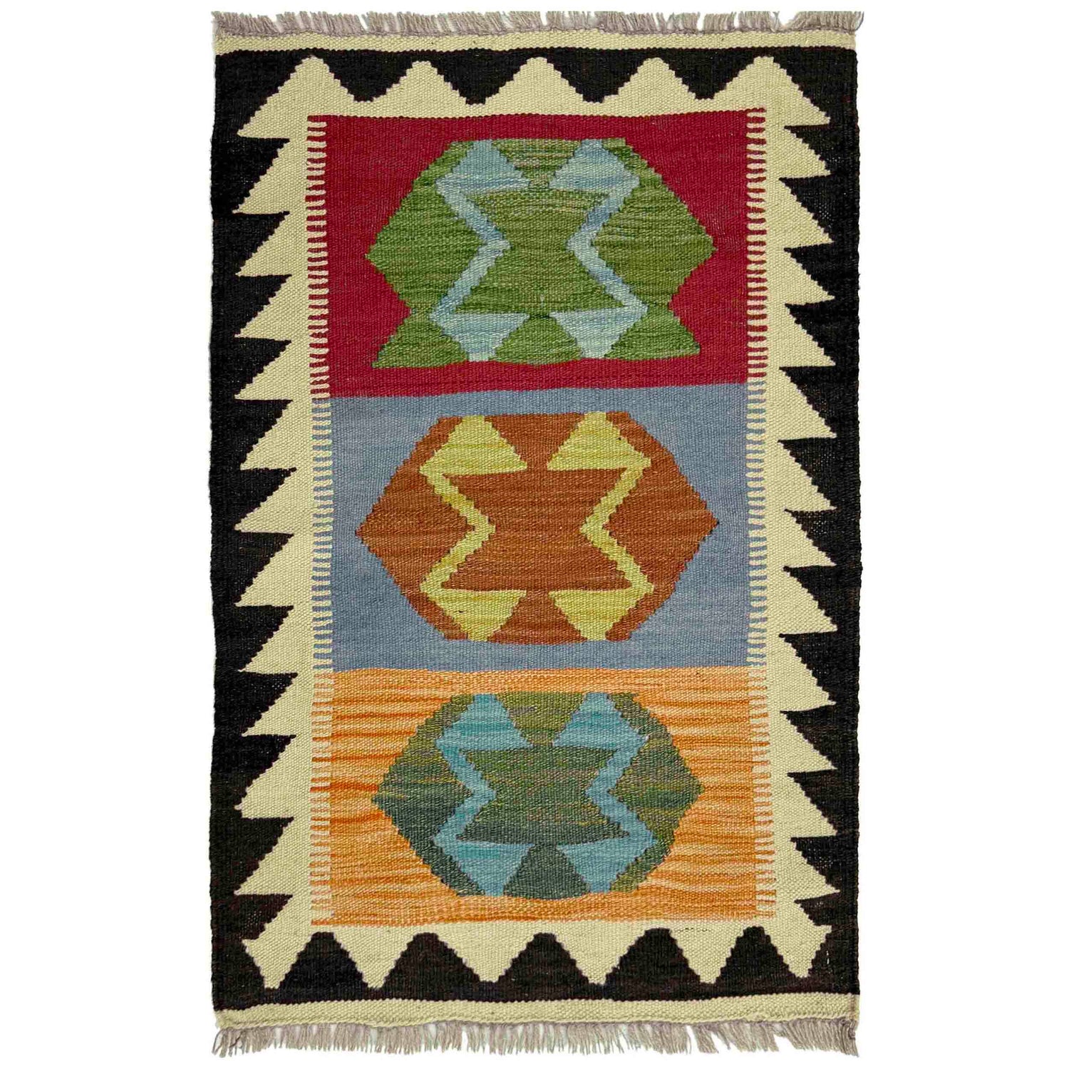 Handmade Vegetable Kelim 2' 0" x 3' 1" ft / 61 x 94 cm - No. R39012