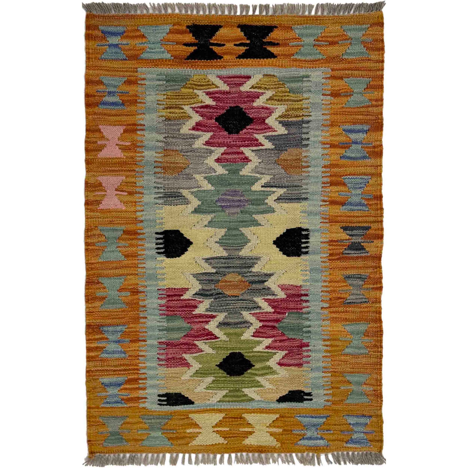 Hand Knotted Afghan Style Kilim 2' 0" x 3' 1" ft / 62 x 94 cm - No. R39015