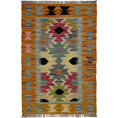 Hand Knotted Afghan Style Kilim 2' 0" x 3' 1" ft / 62 x 94 cm - No. R39015