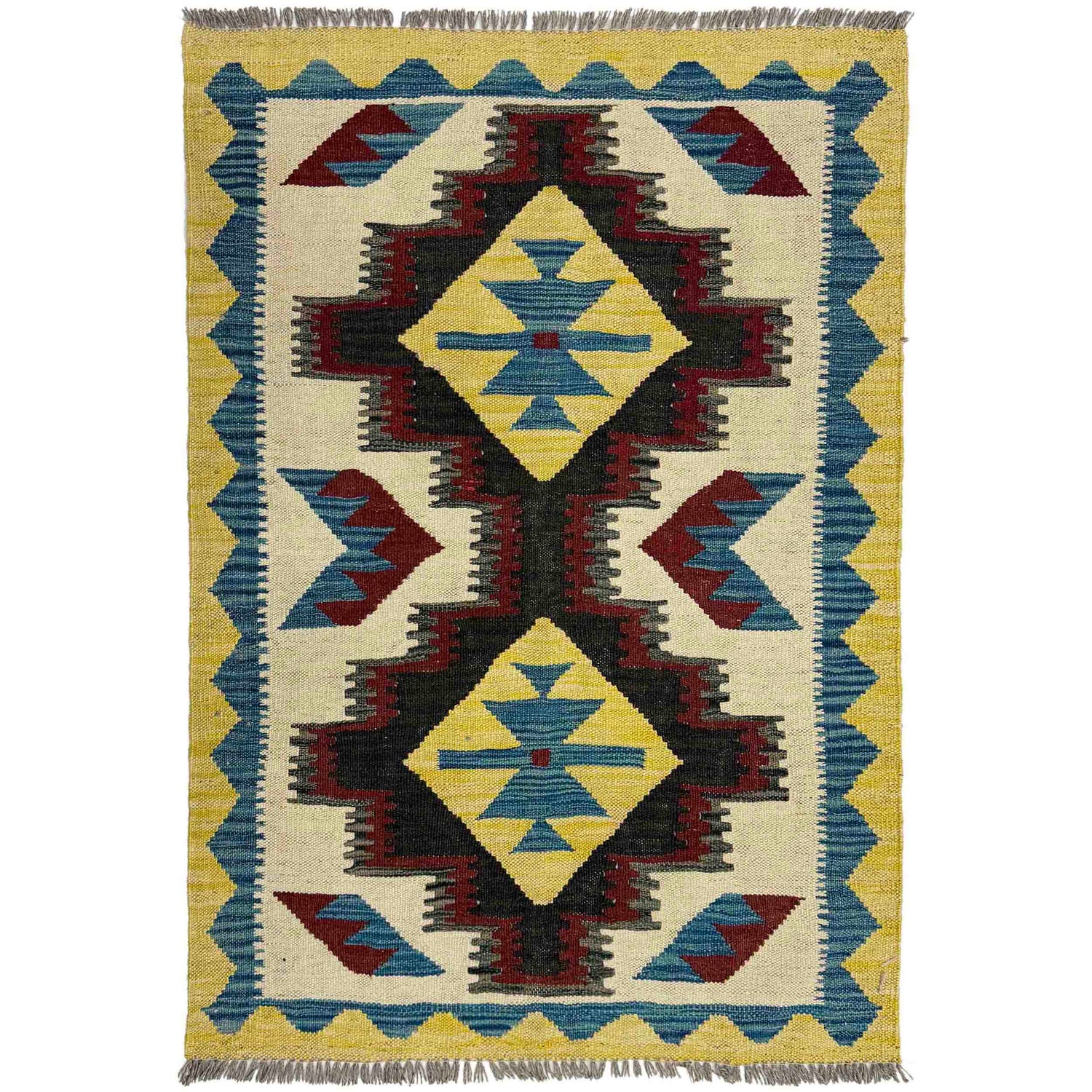 Handmade Afghan Vegetable Kilim 2' 9" x 4' 1" ft / 83 x 125 cm - No. R39016