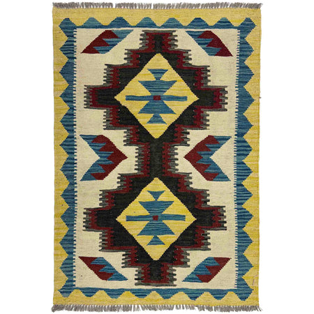 Handmade Afghan Vegetable Kilim 2' 9" x 4' 1" ft / 83 x 125 cm - No. R39016
