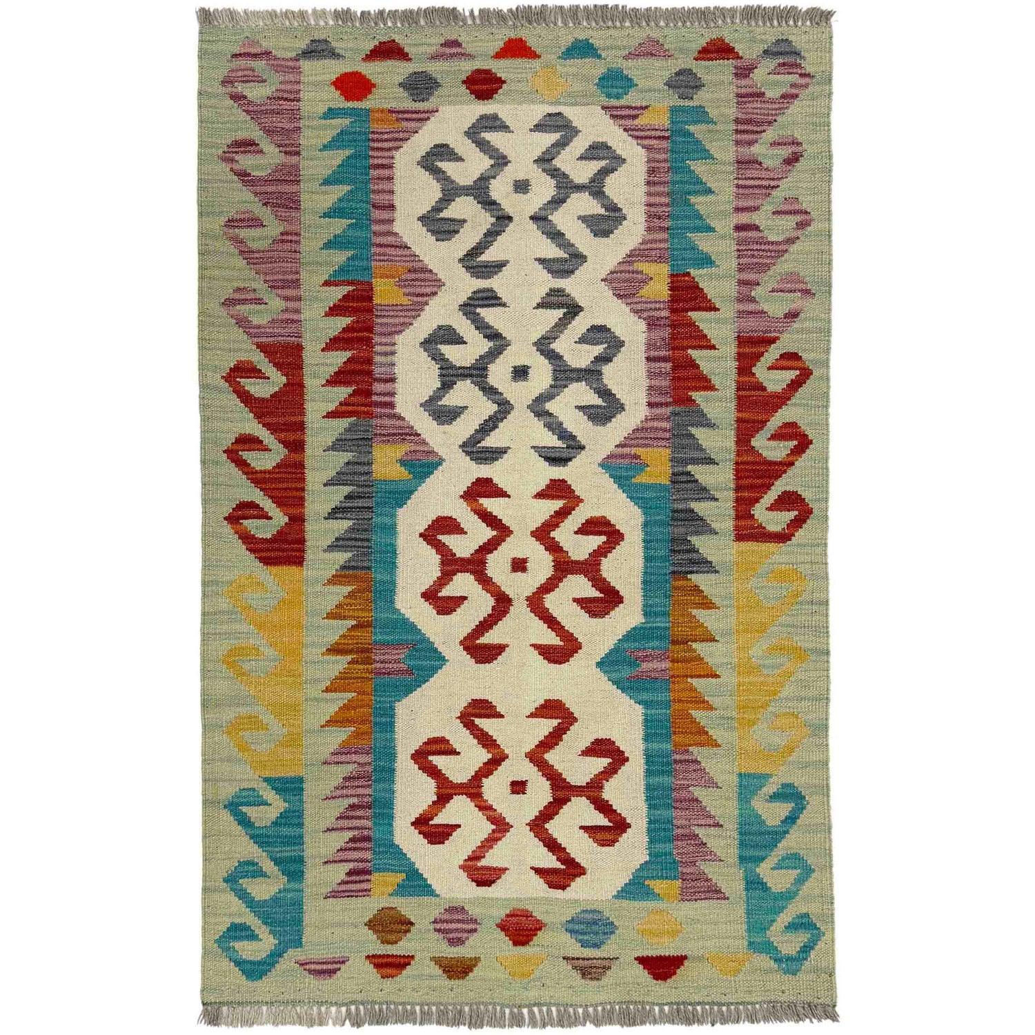Hand Made Afghan Kilim 2' 7" x 4' 2" ft / 80 x 126 cm - No. R39018