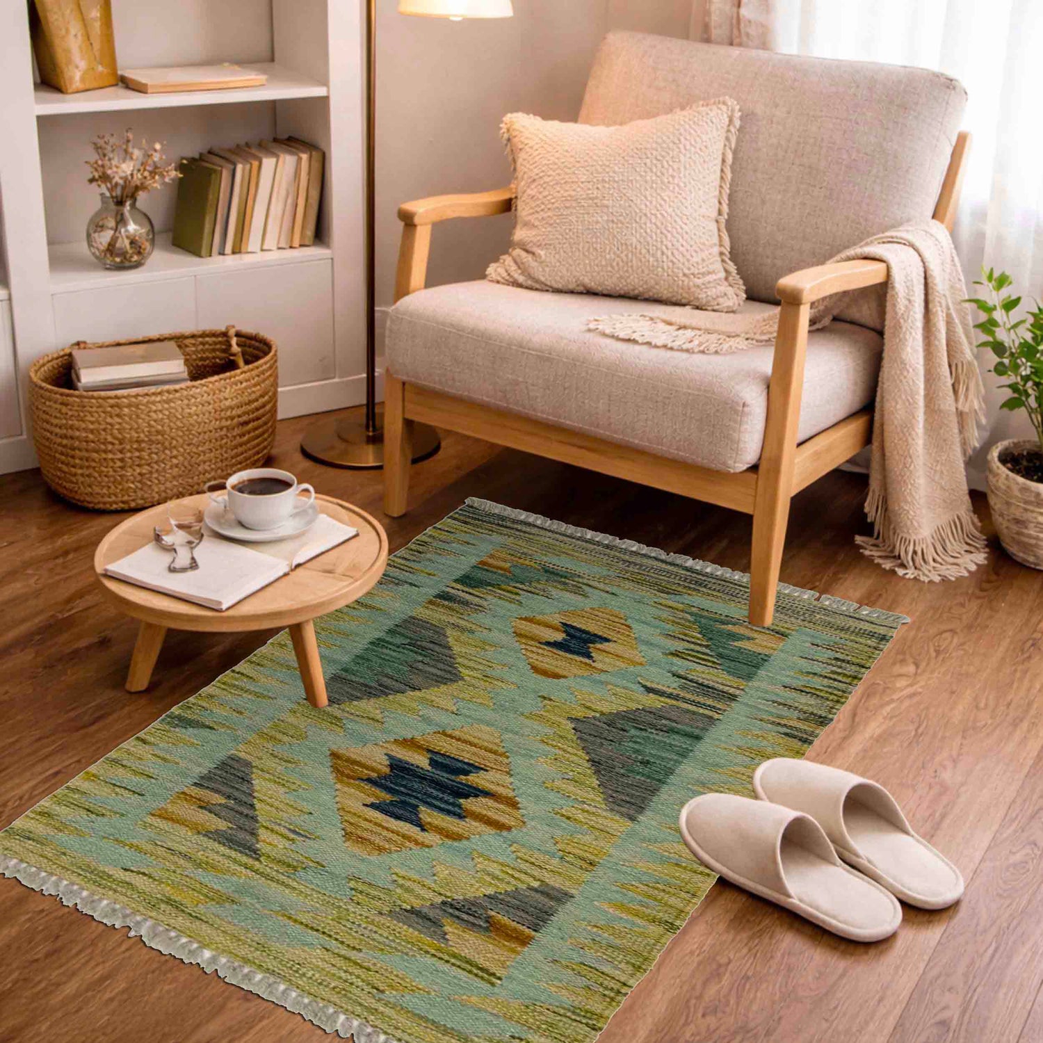 Hand Woven Wool Kelim 2' 0" x 2' 8" ft / 60 x 82 cm - No. R39020