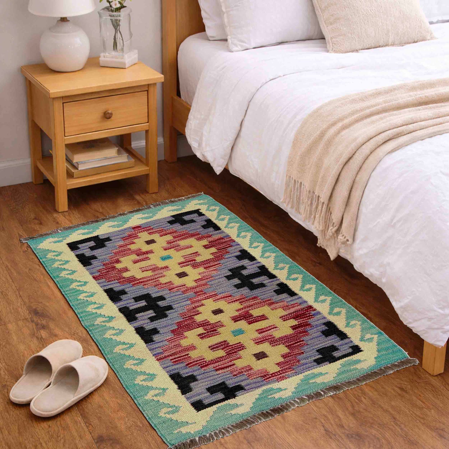 Hand Knotted Flatweave Kilim 2' 0" x 3' 0" ft / 61 x 91 cm - No. R39021