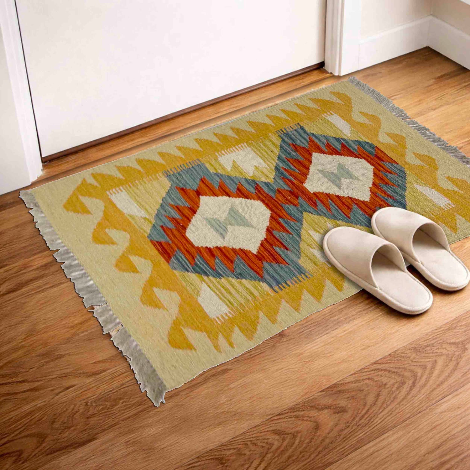 Handmade Afghan Vegetable Kilim 2' 1" x 3' 1" ft / 64 x 93 cm - No. R39023