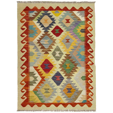 Hand Woven Wool Kelim 3' 5" x 5' 1" ft / 104 x 154 cm - No. R39025