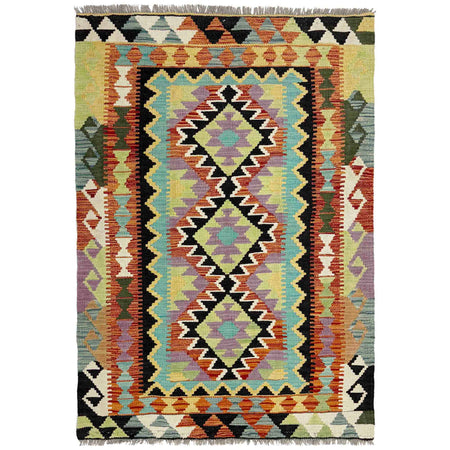 Handmade Turkish Design Wool Kilim 3' 4" x 4' 11" ft / 101 x 150 cm - No. R39026