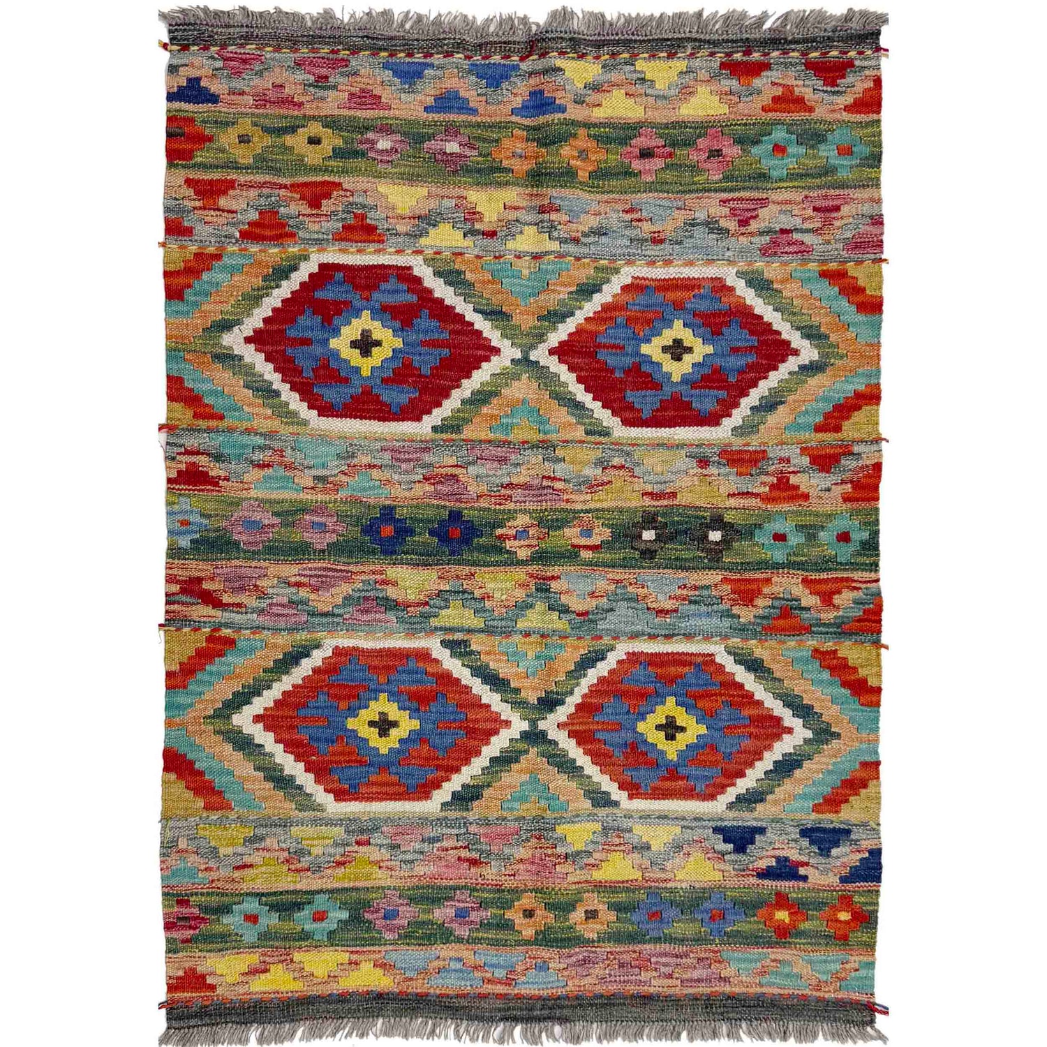 Handmade Vegetable Kelim 3' 4" x 4' 10" ft / 102 x 148 cm - No. R39027