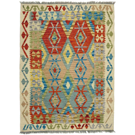 Hand Knotted Flatweave Kilim 3' 5" x 5' 2" ft / 104 x 157 cm - No. R39031