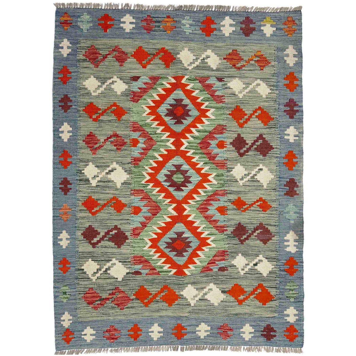 Hand Knotted Afghan Style Kilim 3' 9" x 5' 0" ft / 115 x 153 cm - No. R39033