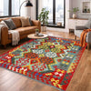 Multi Color ful Flat-Weave Wool Kilim 5' 1" x 6' 8" ft / 155 x 204 cm - No. R39035