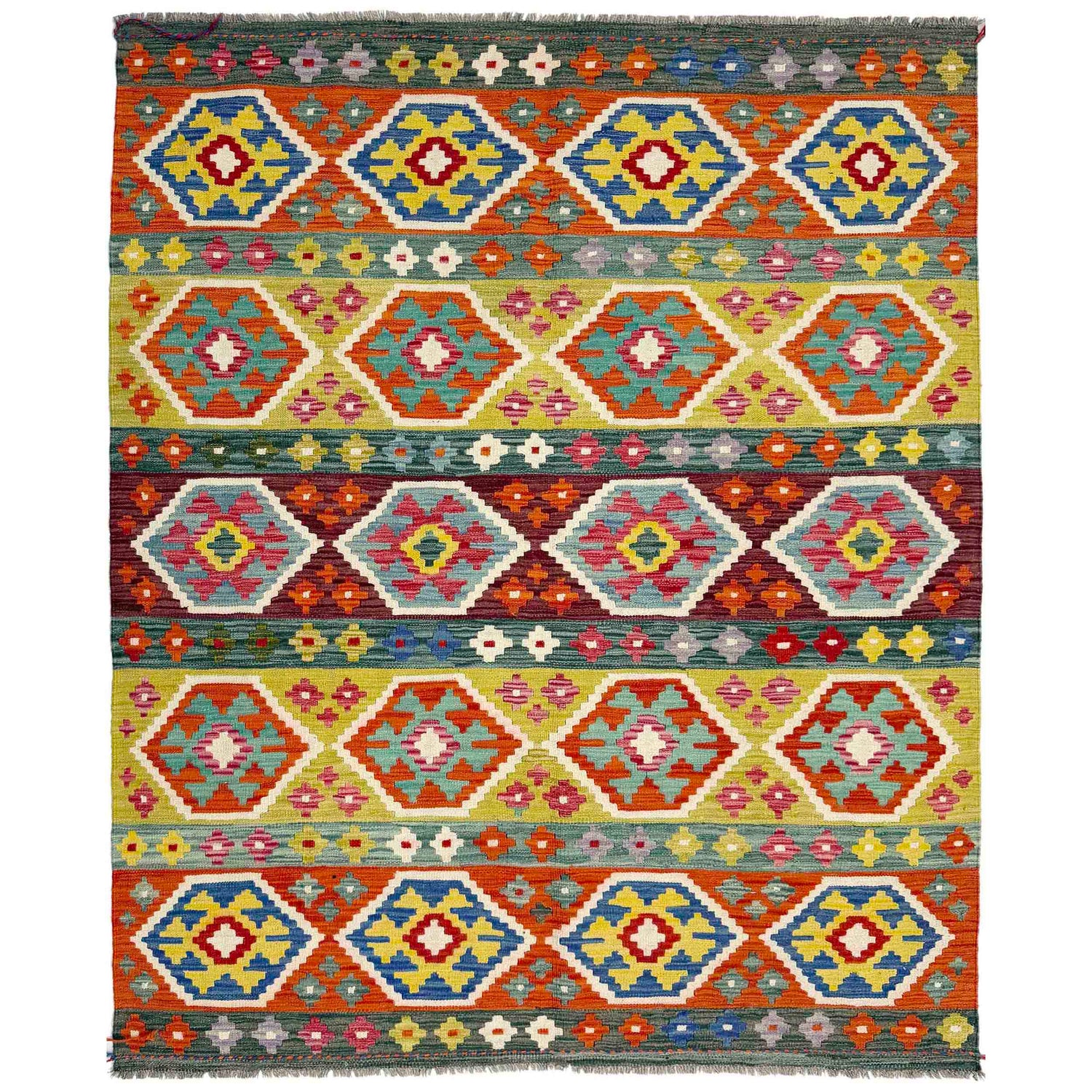Handmade Vegetable Kilim 5' 2" x 6' 7" ft / 158 x 200 cm - No. R39036