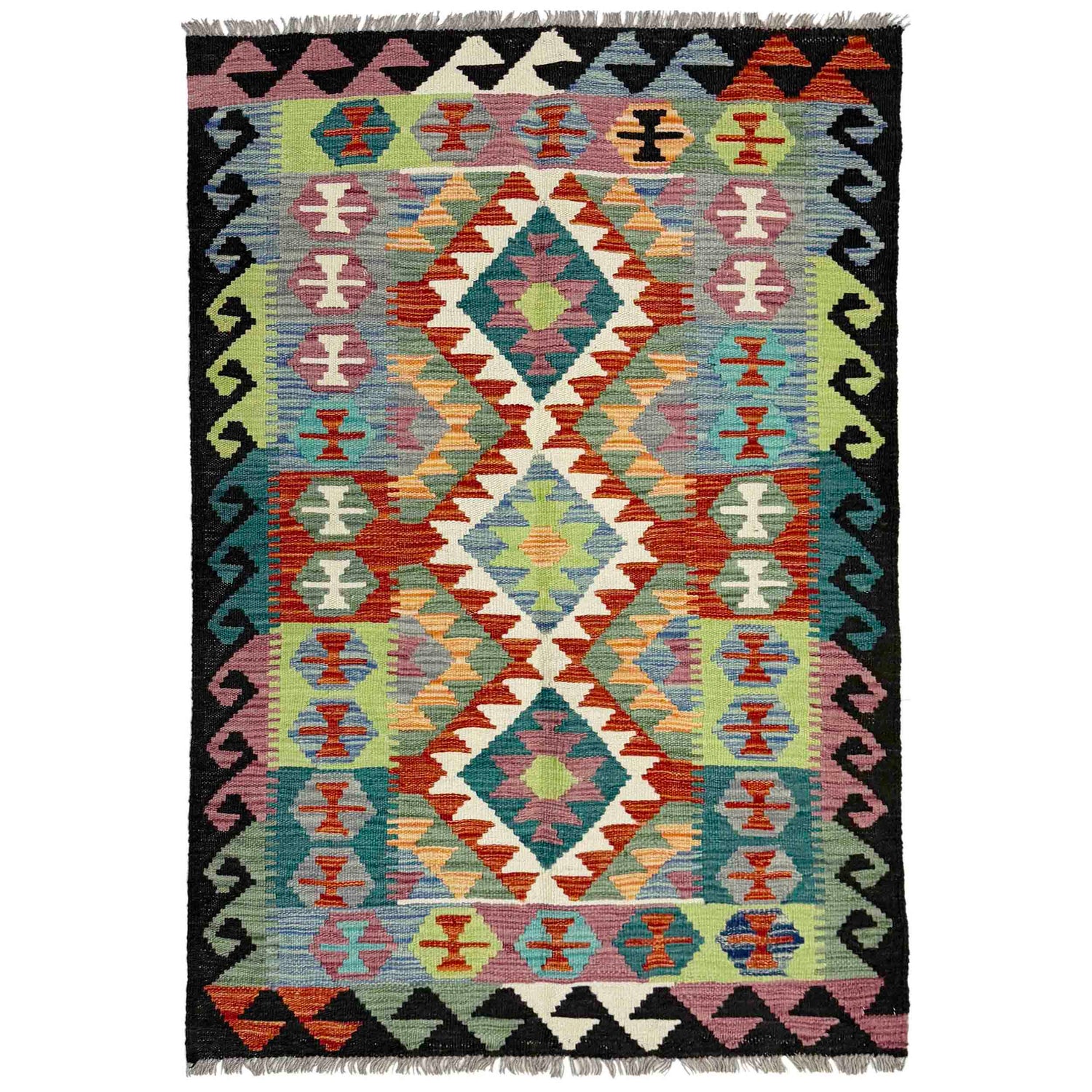 Hand Made Afghan Kilim 3' 1" x 5' 2" ft / 95 x 157 cm - No. R39038