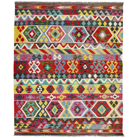 Hand Woven Wool Kelim 4' 9" x 6' 8" ft / 144 x 202 cm - No. R39047