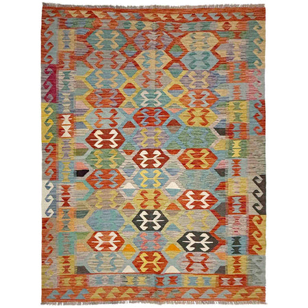 Hand Woven Wool Kelim 5' 11" x 8' 0" ft / 180 x 244 cm - No. R39049