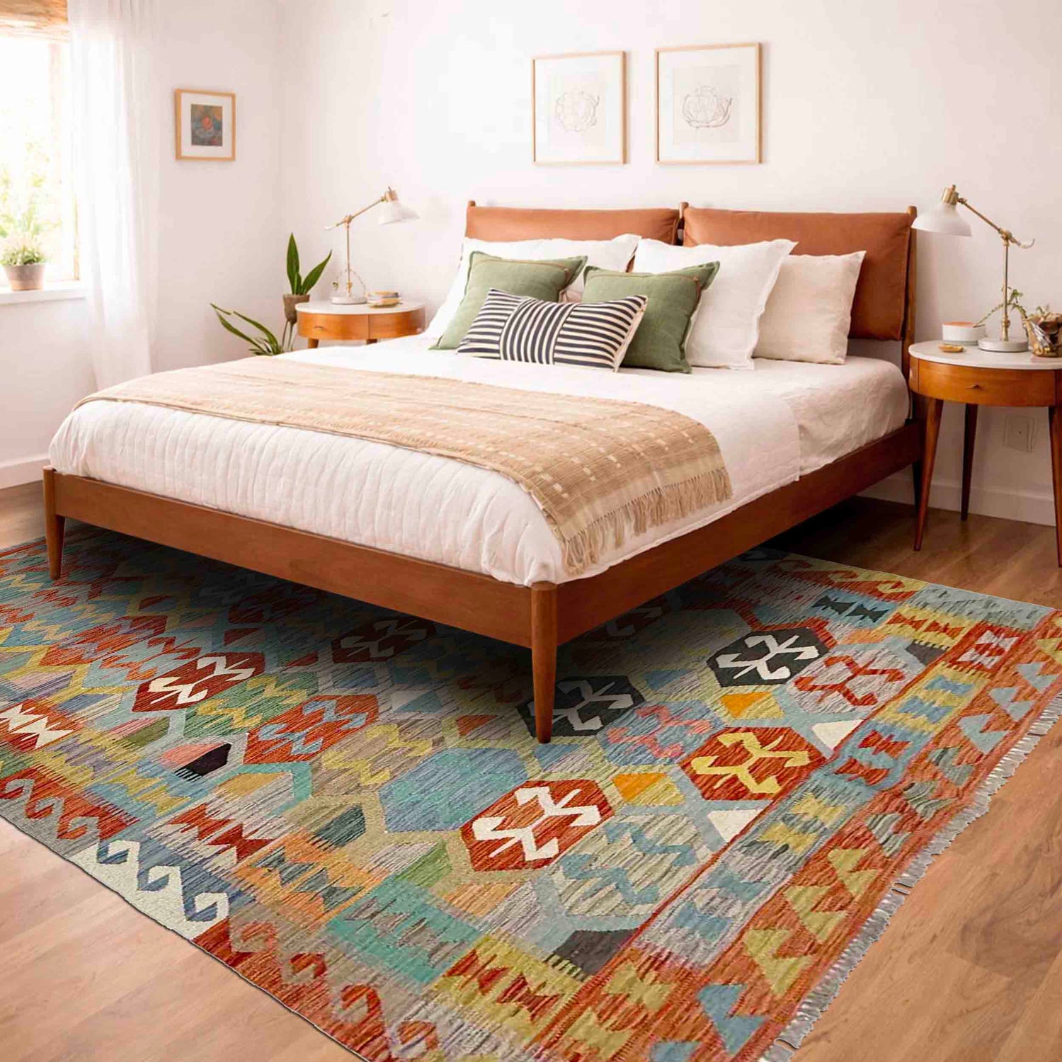 Hand Woven Wool Kelim 5' 11" x 8' 0" ft / 180 x 244 cm - No. R39049