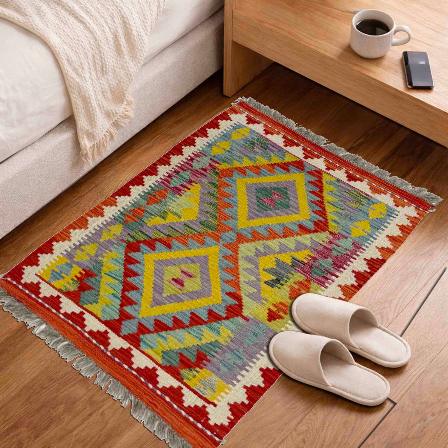 Hand Made Afghan Kilim 2' 3" x 3' 0" ft / 69 x 92 cm - No. R39052