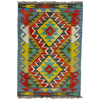 Multi Color ful Flat-Weave Wool Kilim 2' 1" x 2' 11" ft / 63 x 90 cm - No. R39053