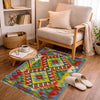 Multi Color ful Flat-Weave Wool Kilim 2' 1" x 2' 11" ft / 63 x 90 cm - No. R39053