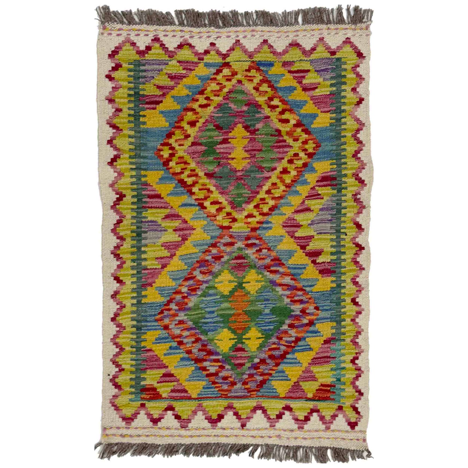 Handmade Vegetable Kilim 2' 0" x 3' 1" ft / 62 x 94 cm - No. R39055