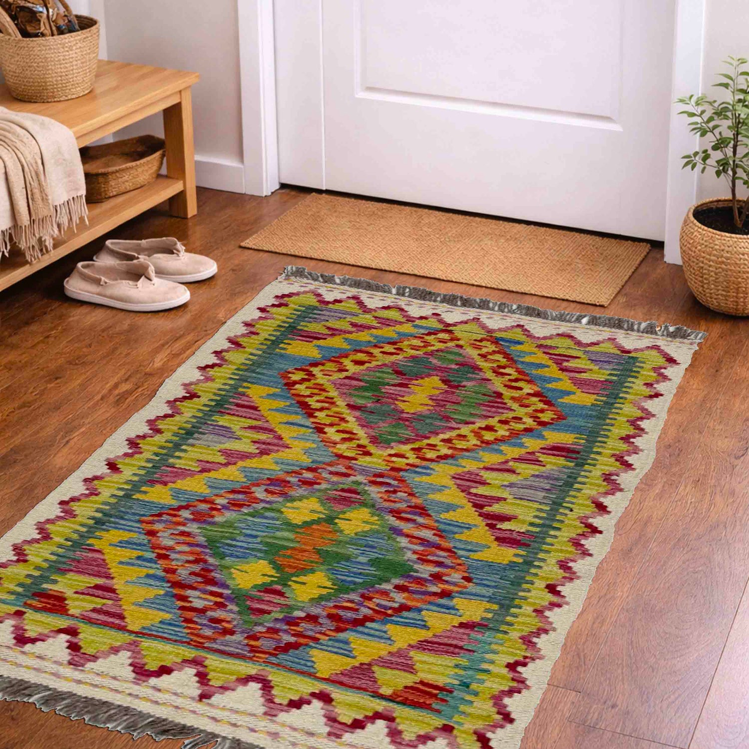 Handmade Vegetable Kilim 2' 0" x 3' 1" ft / 62 x 94 cm - No. R39055