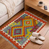 Hand Knotted Afghan Style Kilim 2' 1" x 3' 1" ft / 64 x 94 cm - No. R39058