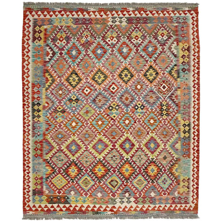 Handmade Turkish Design Wool Kilim 5' 11" x 8' 1" ft / 180 x 246 cm - No. R39062