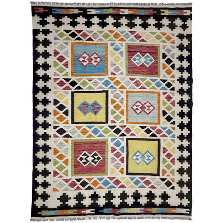 Hand Made Afghan Kilim 5' 7" x 7' 9" ft / 170 x 236 cm - No. R39066