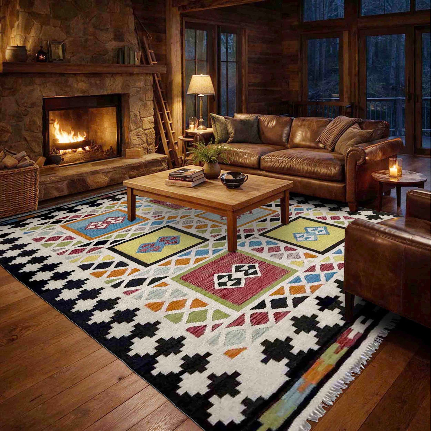 Hand Made Afghan Kilim 5' 7" x 7' 9" ft / 170 x 236 cm - No. R39066